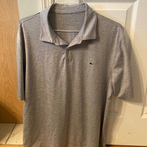 Vineyard Vines Performance Golf Polo Shirt Striped Mens XL Whale Work Gray